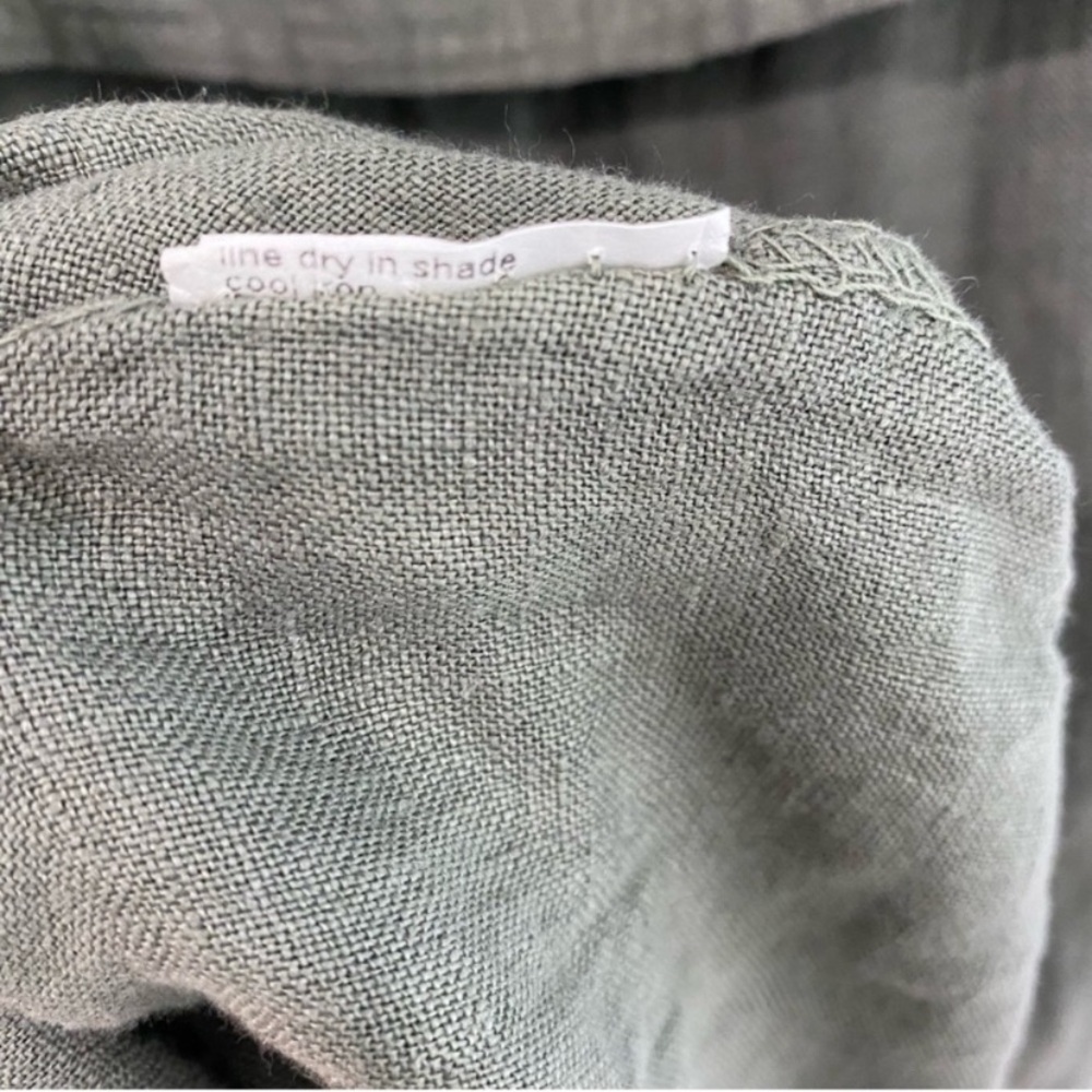 Lungo L’arno Italy Made Pop Over 2 in 1 Olive Green Sleeveless Linen Dress XS. - Picture 10 of 11